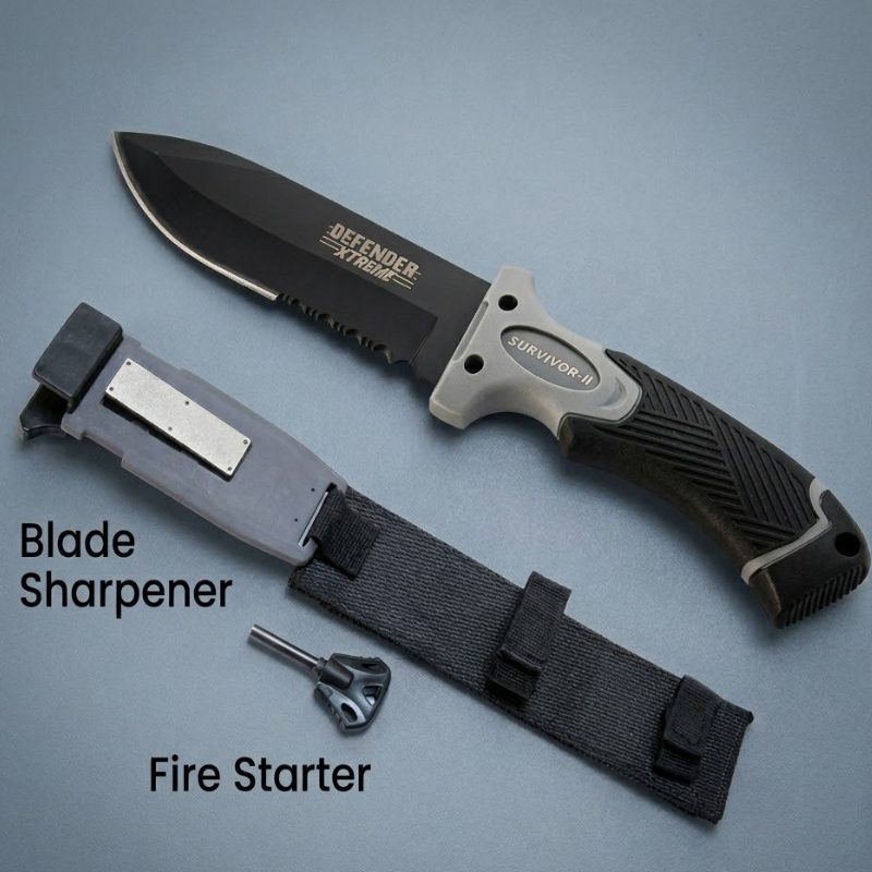 11" Dagger Hunting Knife - Black