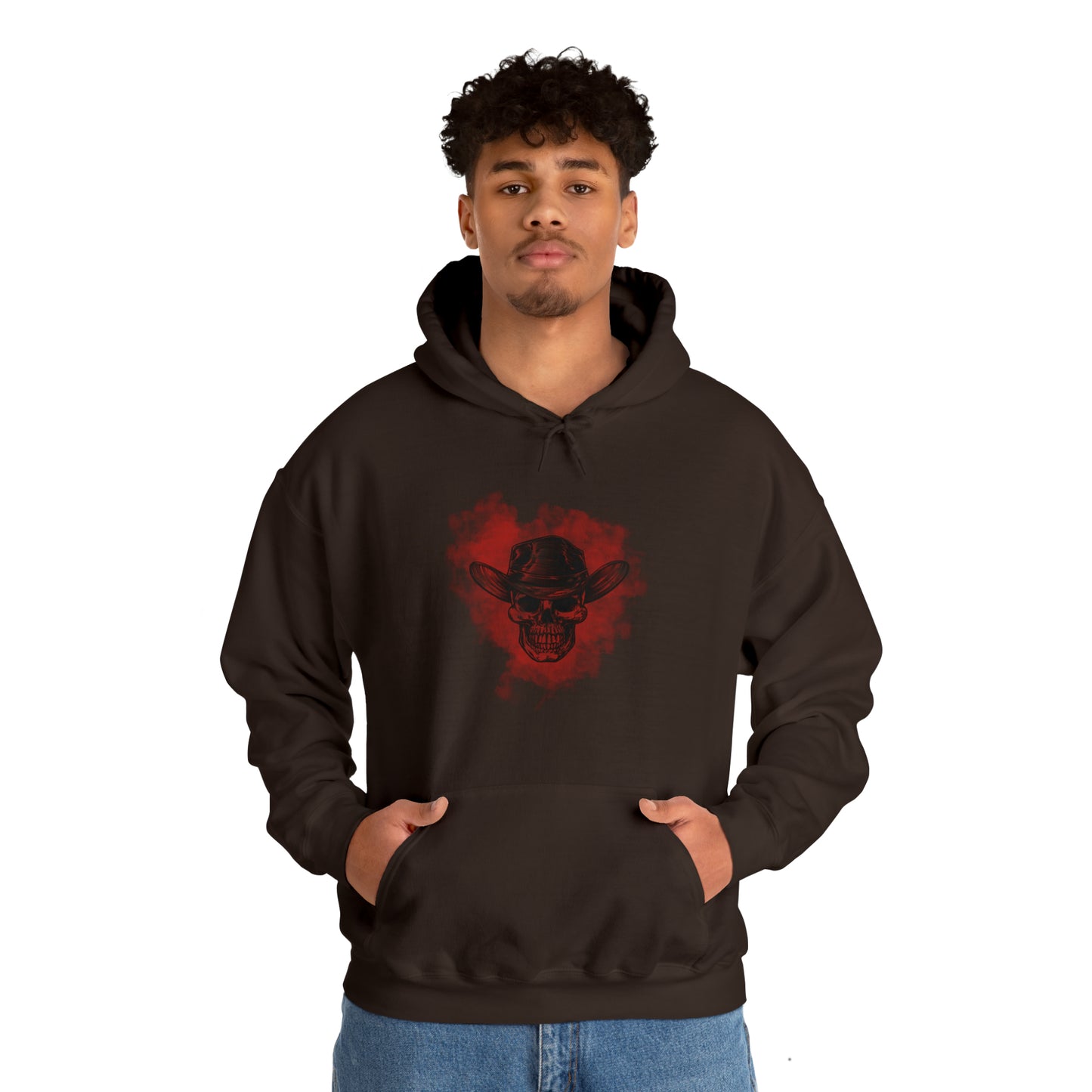 Red Silhouette Cowboy Smoke - Unisex Heavy Blend™ Hooded Sweatshirt