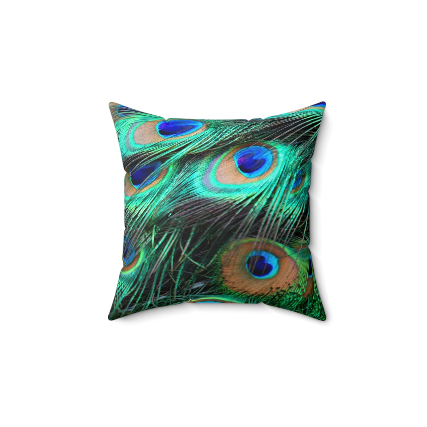 Peacock Feathee Spun Polyester Square Pillow