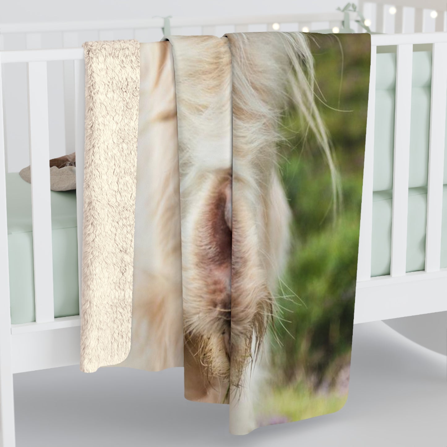 Highland Cow white Sherpa Fleece Blanket