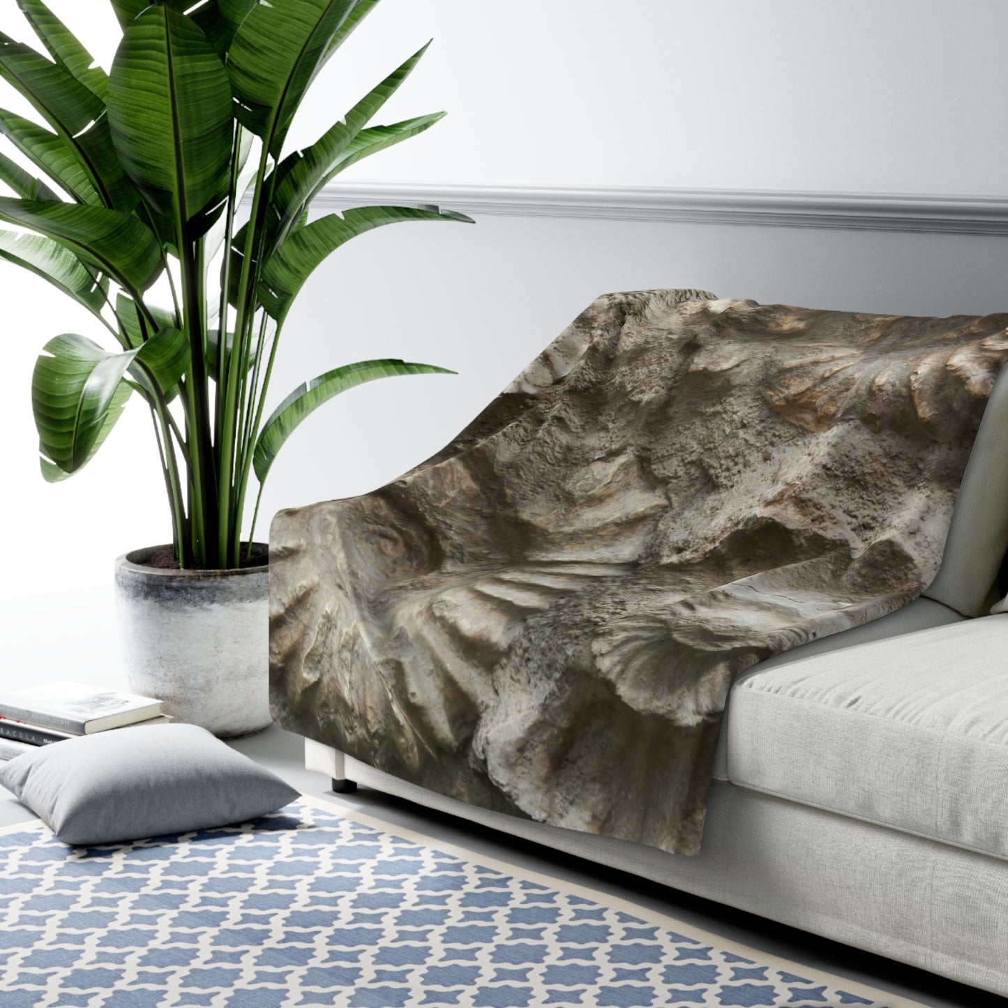 Ammonite fossil Sherpa Fleece Blanket