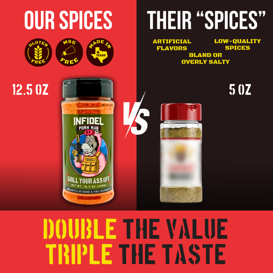 Infidel Pork Rub™ – Bold Flavor for Unforgettable BBQ Grill Your Ass Off - Spices, Rubs, Seasonings, Sauces, Jerky