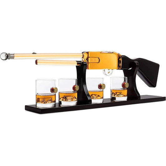 Shotgun Wine & Whiskey Decanter Set 20oz with Bullet Glasses