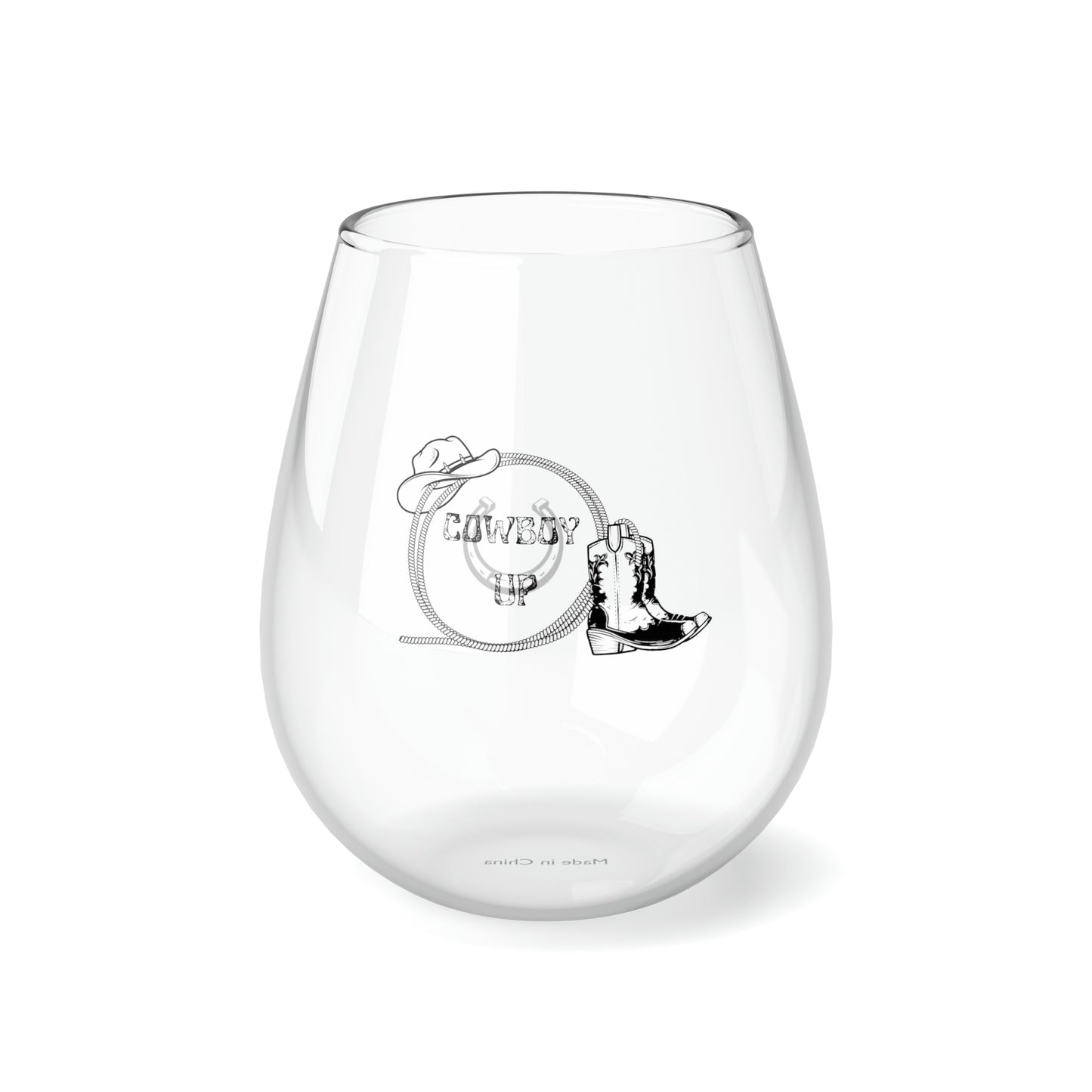 Cowboy Up Stemless Wine Glass, 11.75oz