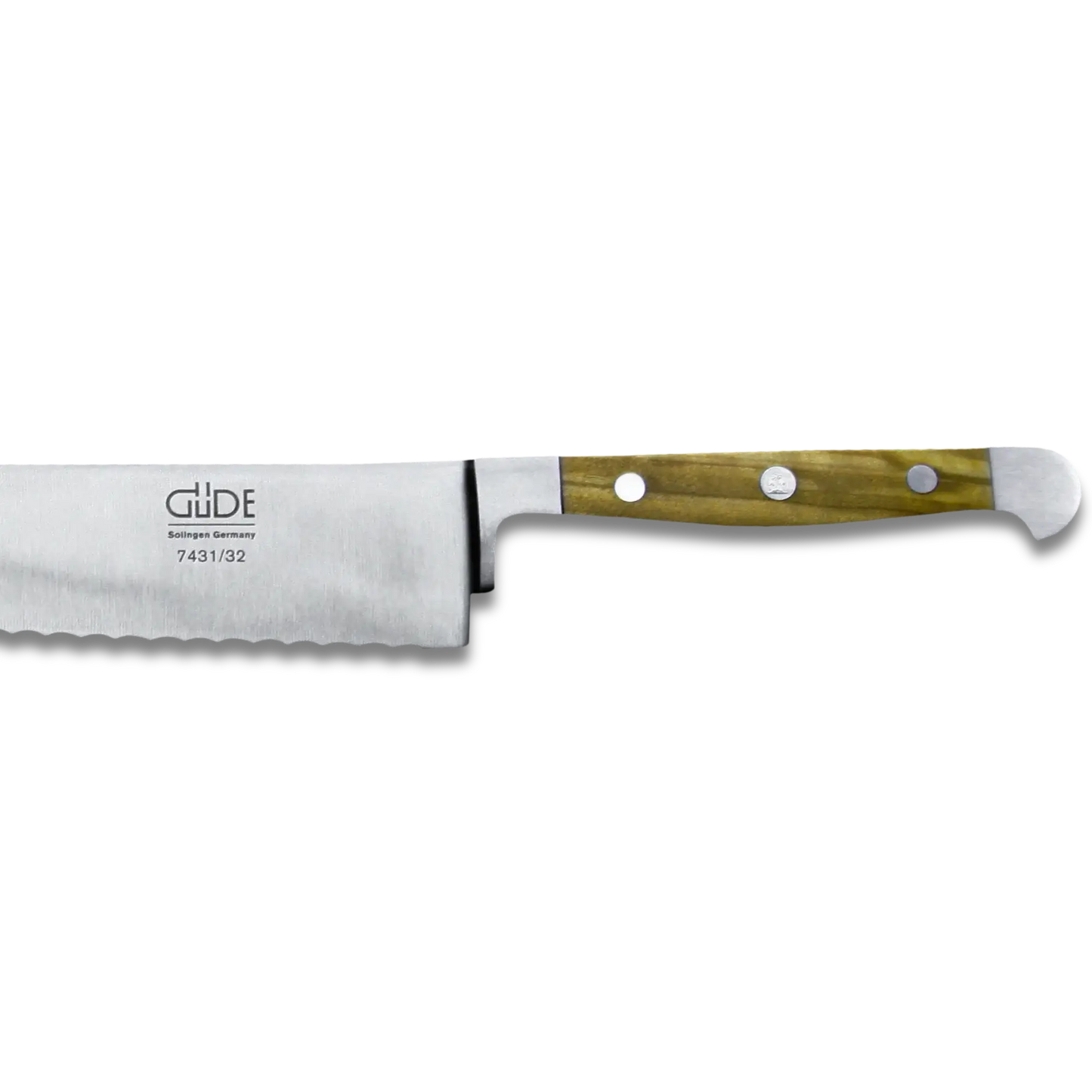 ALPHA OLIVE | Bread Knife Franz Dude 12.5 " Right hand version | Forged steel / Olive Wood Handle Ginza Steel