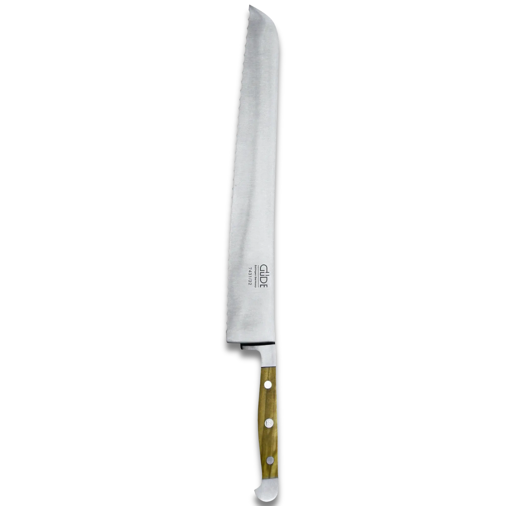 ALPHA OLIVE | Bread Knife Franz Dude 12.5 " Right hand version | Forged steel / Olive Wood Handle Ginza Steel