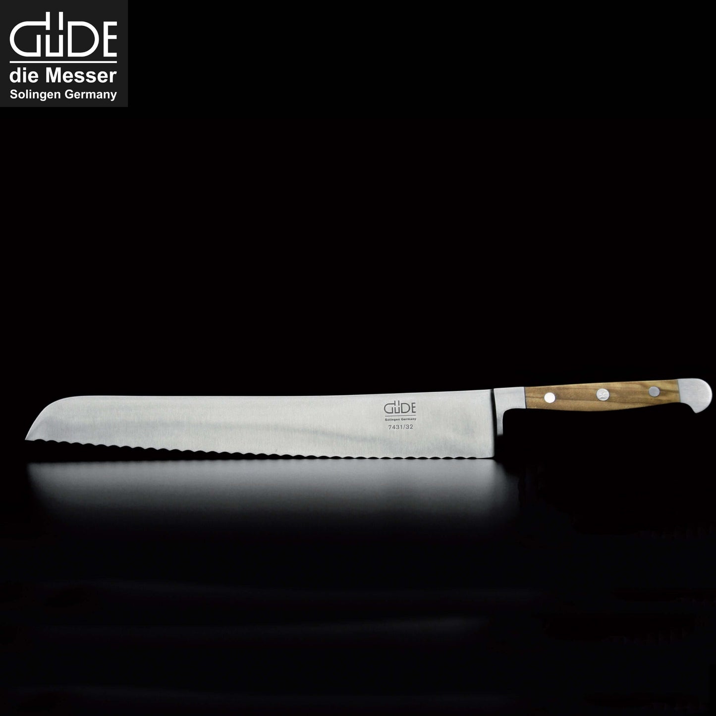 ALPHA OLIVE | Bread Knife Franz Dude 12.5 " Right hand version | Forged steel / Olive Wood Handle Ginza Steel