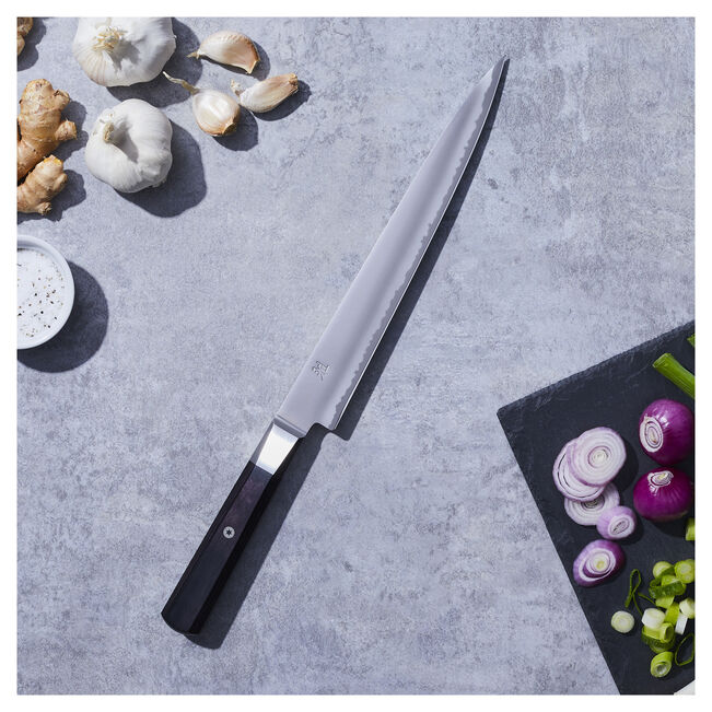 MIYABI 4000 FC 9.5-Inch Sujihiki Knife – Black Handle Ginza Steel