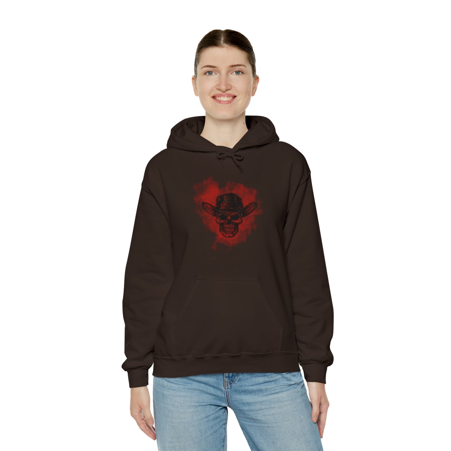 Red Silhouette Cowboy Smoke - Unisex Heavy Blend™ Hooded Sweatshirt