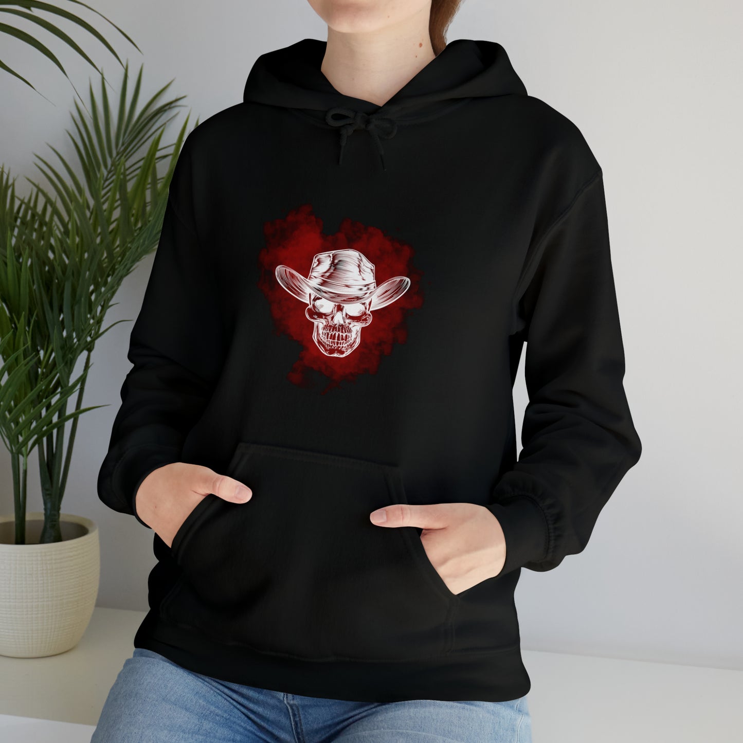 Cowboy Skull Red Smoke - Unisex Heavy Blend™ Hooded Sweatshirt