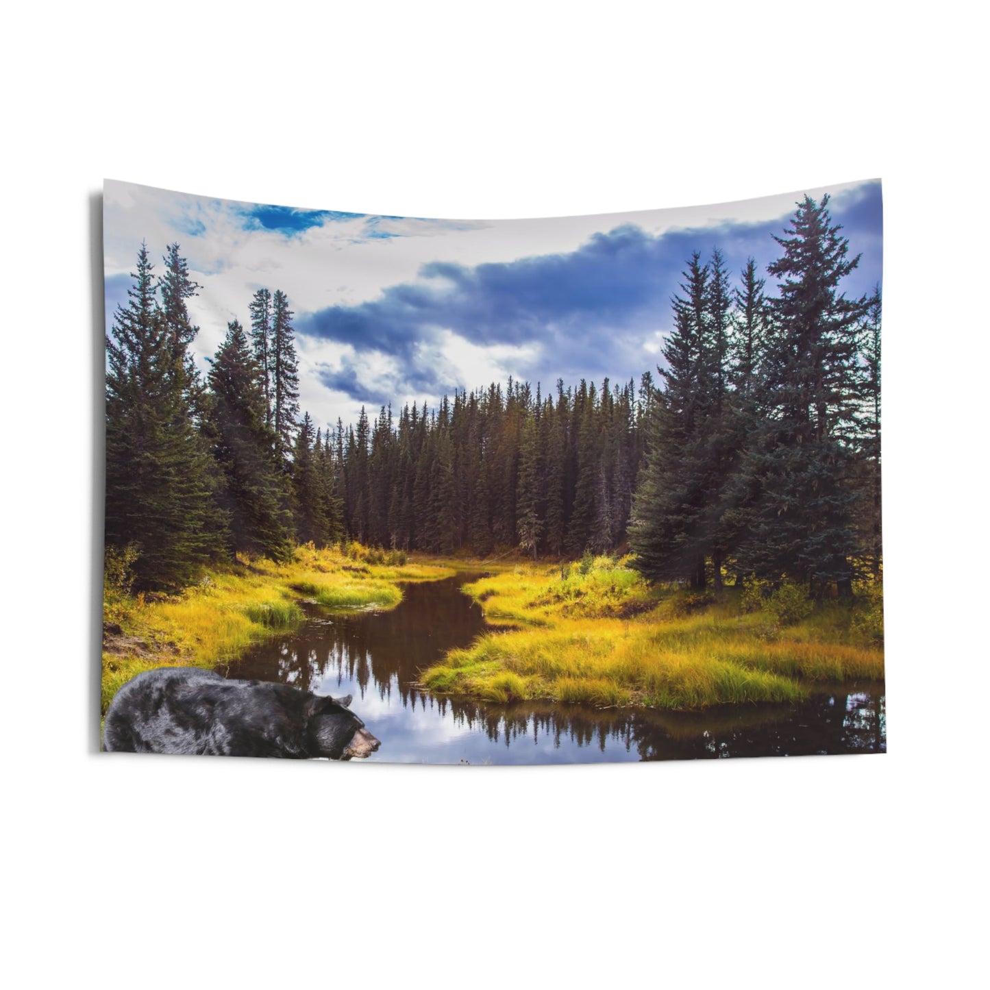 Black Bear in the Mountains Indoor Wall Tapestries