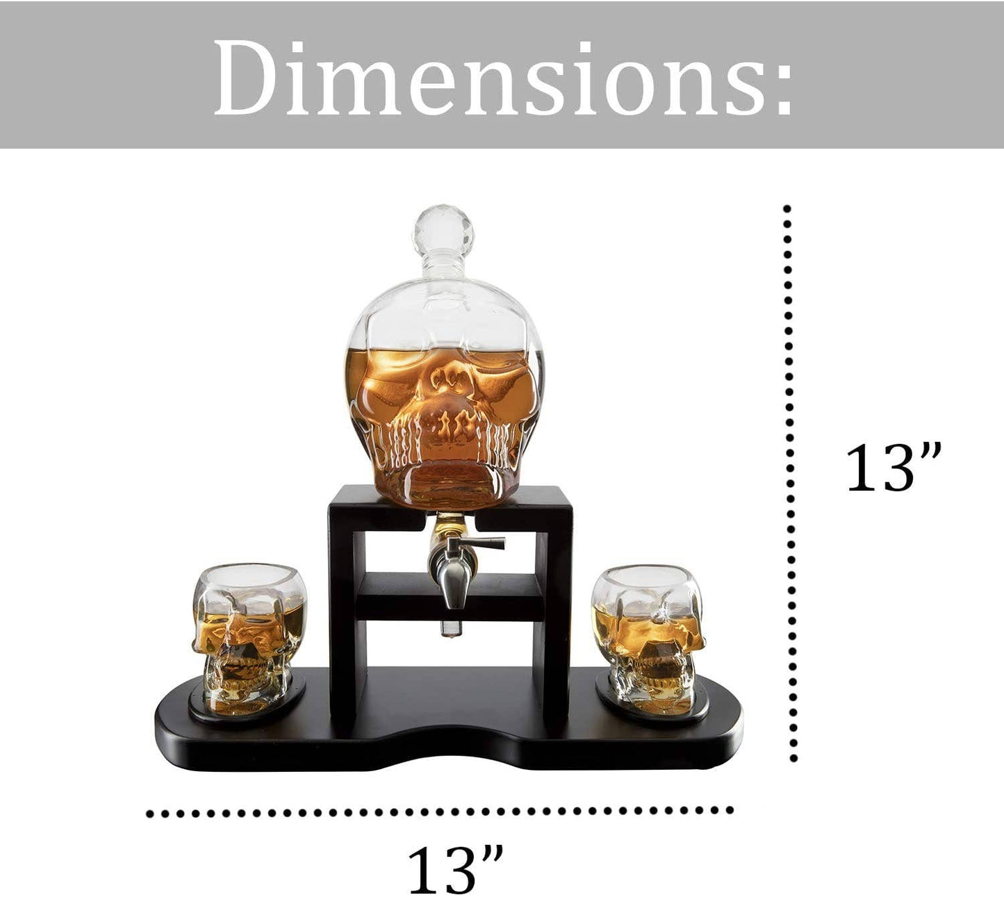 Skull Decanter Set & 2 Skull Glasses - 750mL -