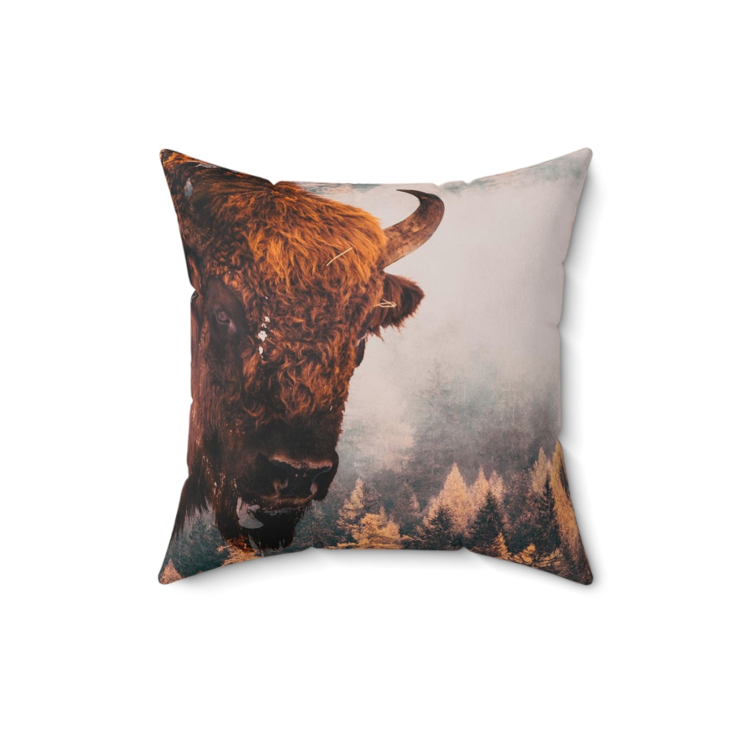 Double exposure Buffalo  Square Pillow