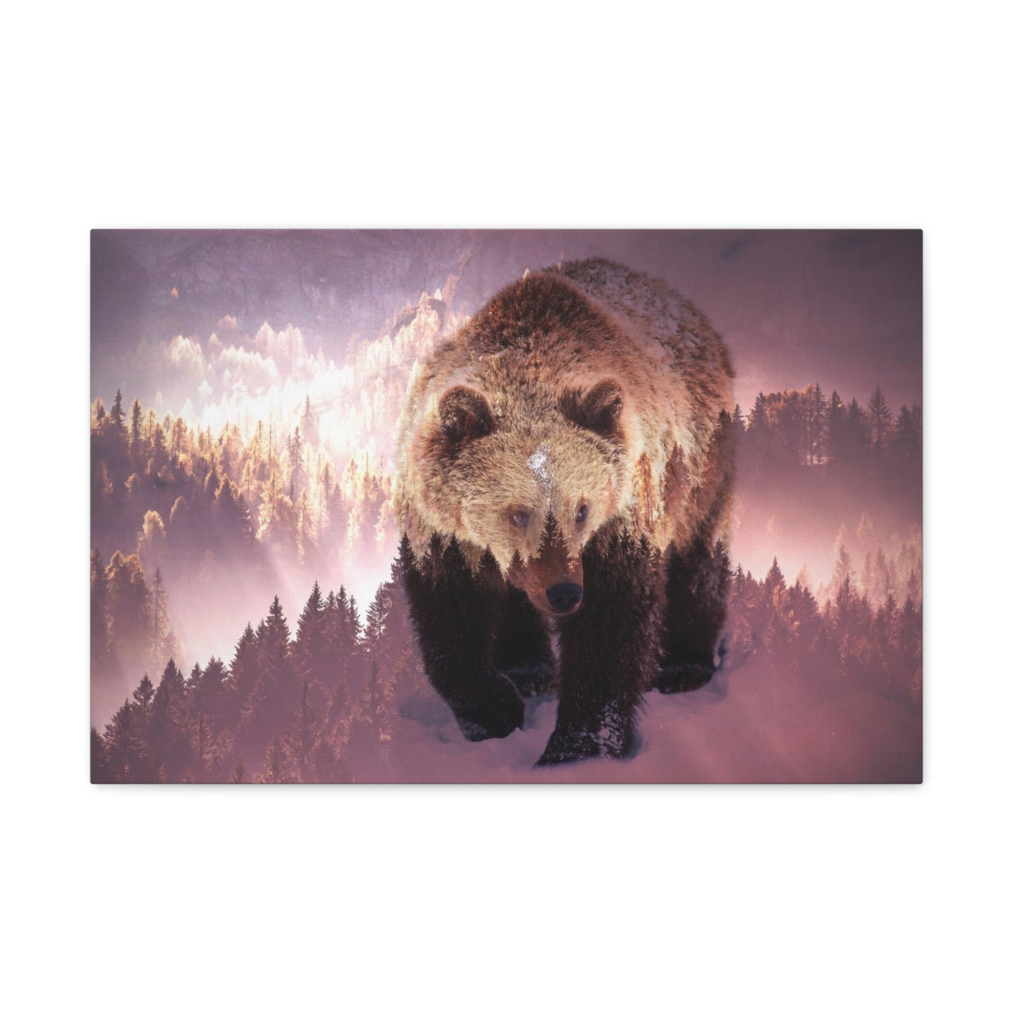 Double Exposure Brown Bear Canvas Gallery Wraps