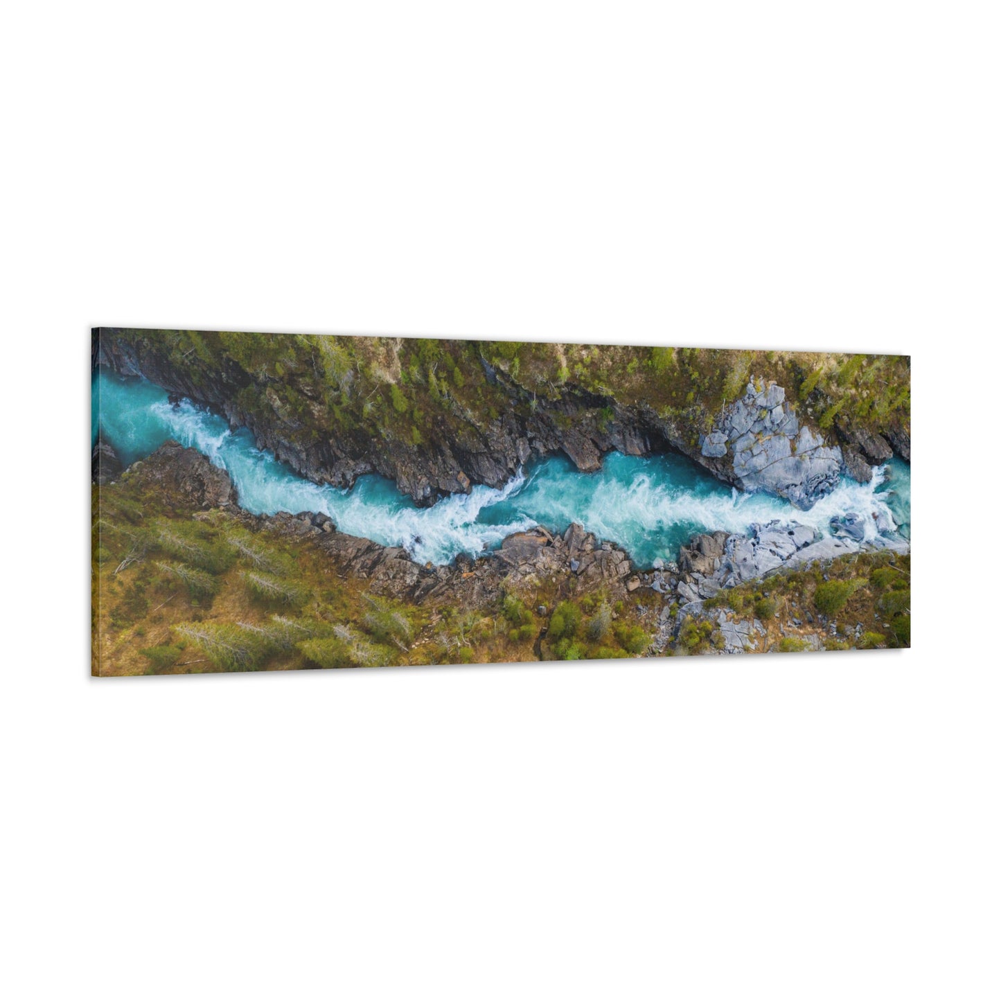 Aerial View Mountain River Canvas Gallery Wraps