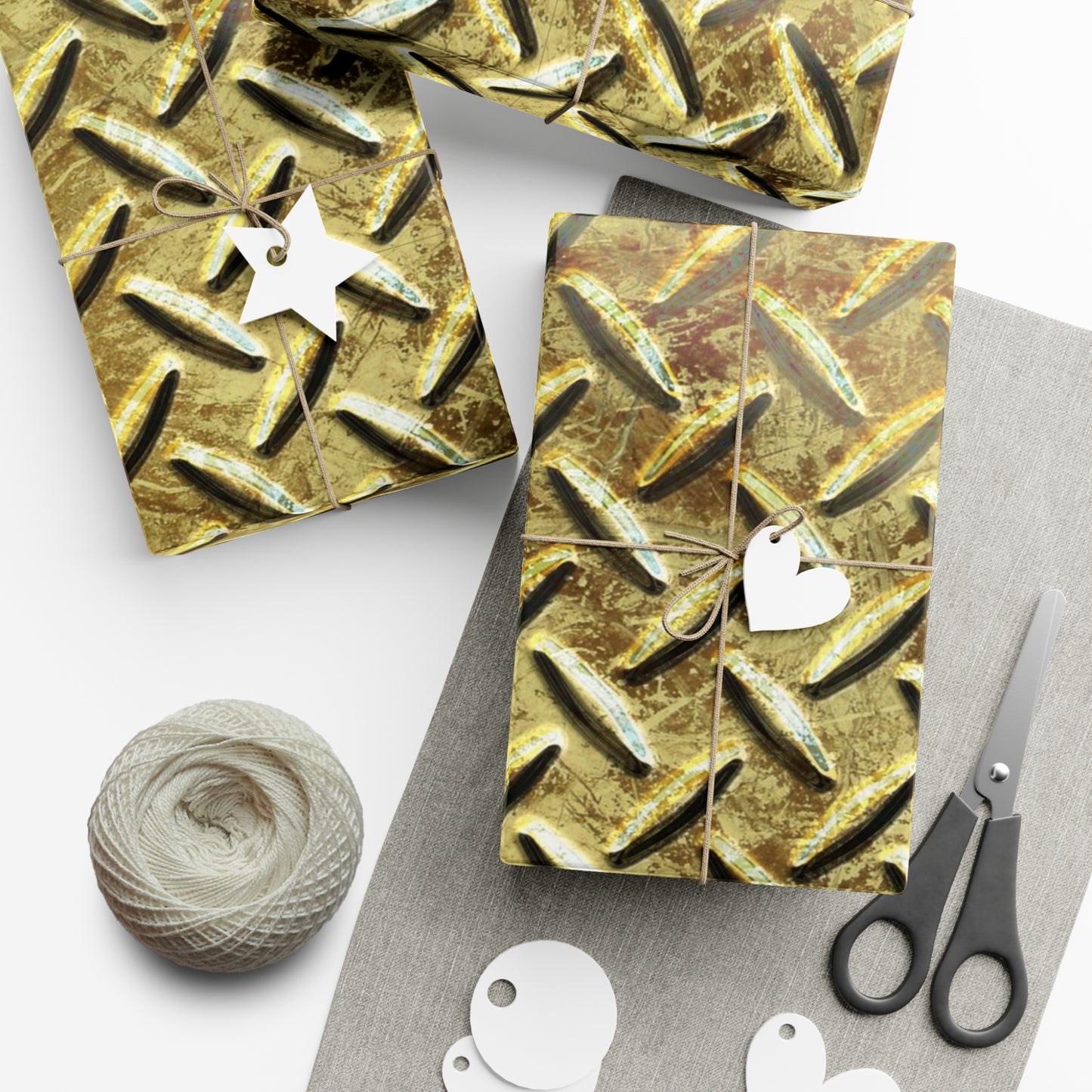 Gold Treadplate Gift Wrap Papers