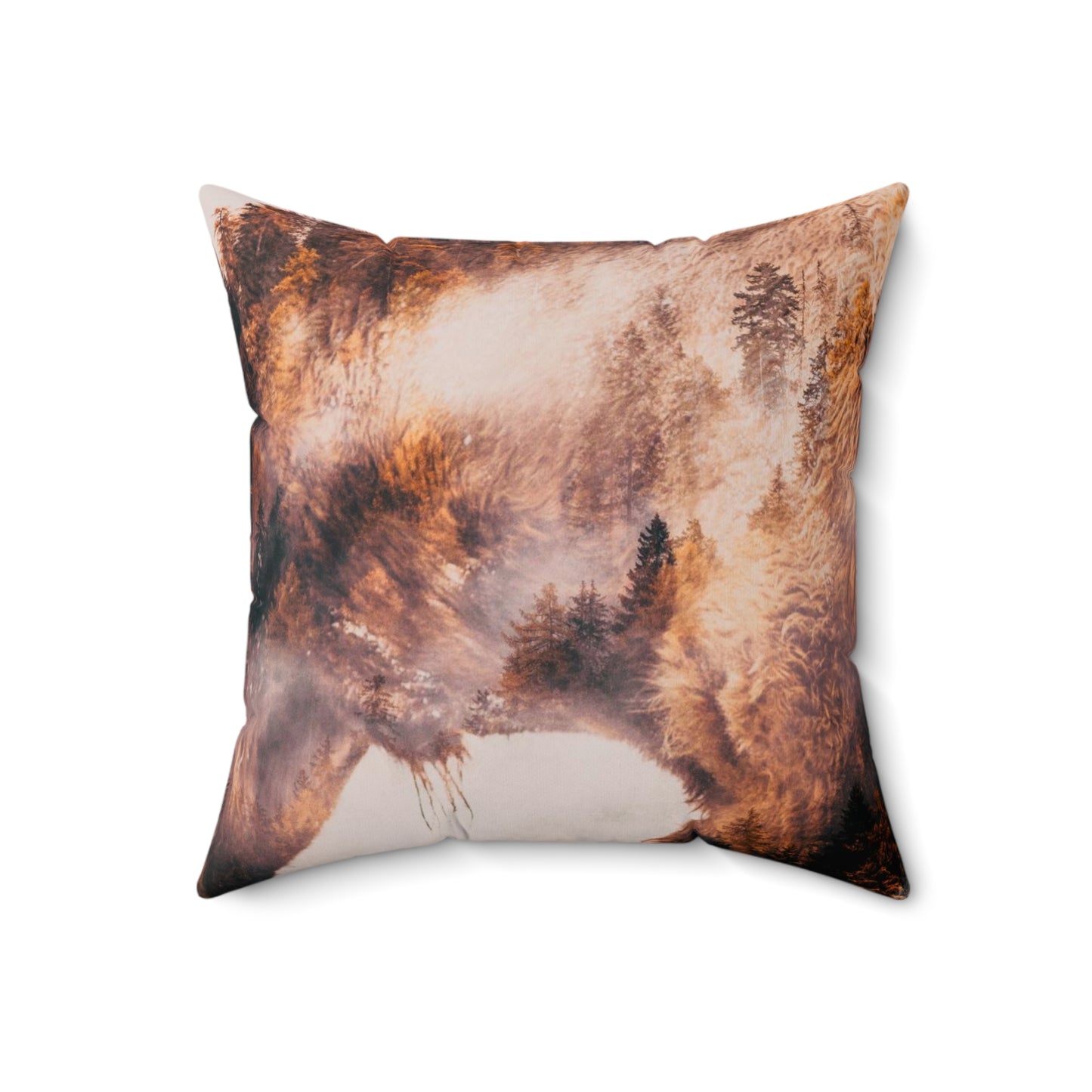 Double exposure Buffalo  Square Pillow