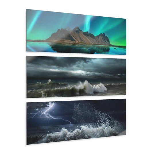 Evening Ocean Acrylic Prints (Triptych)