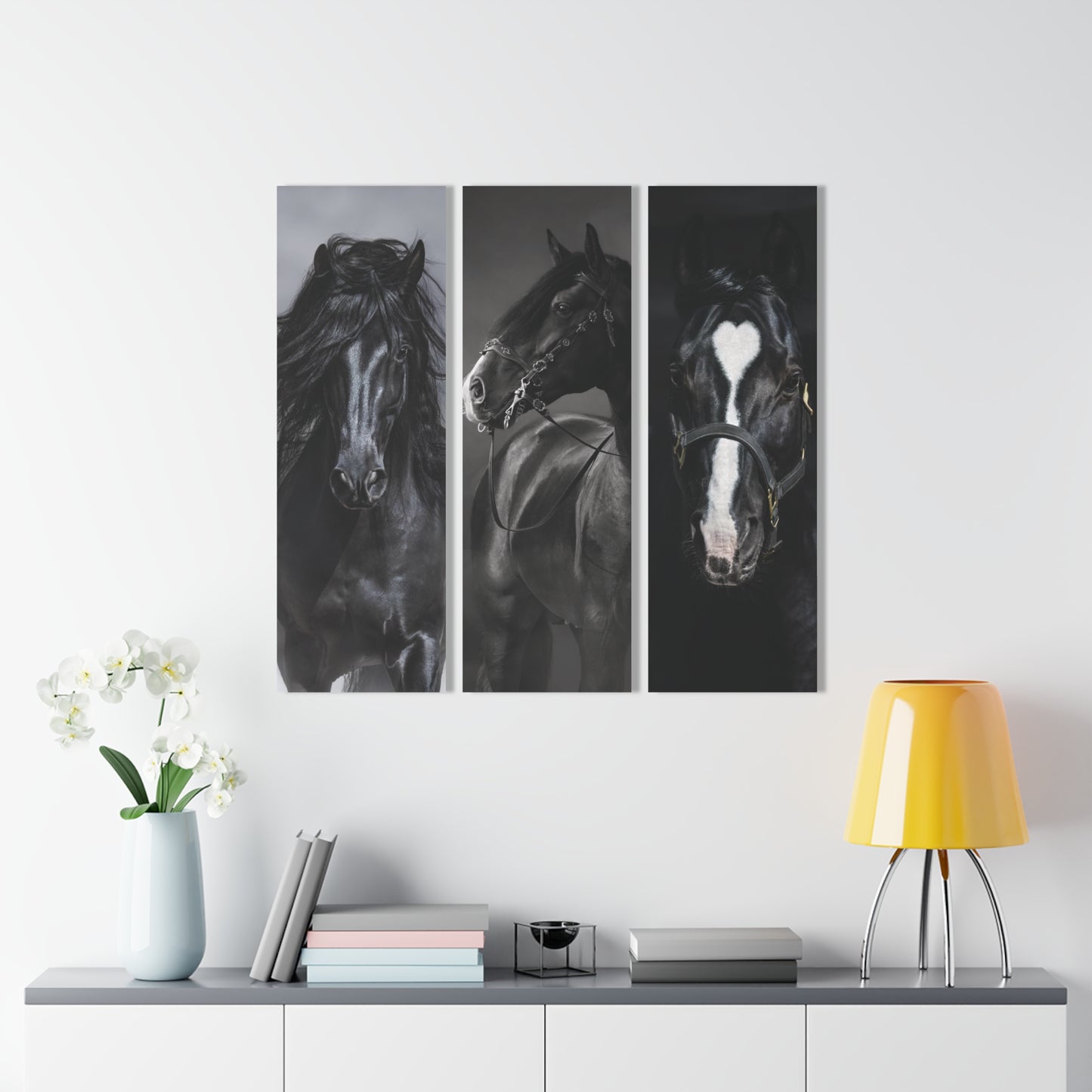 Black Horse Acrylic Prints (Triptych)