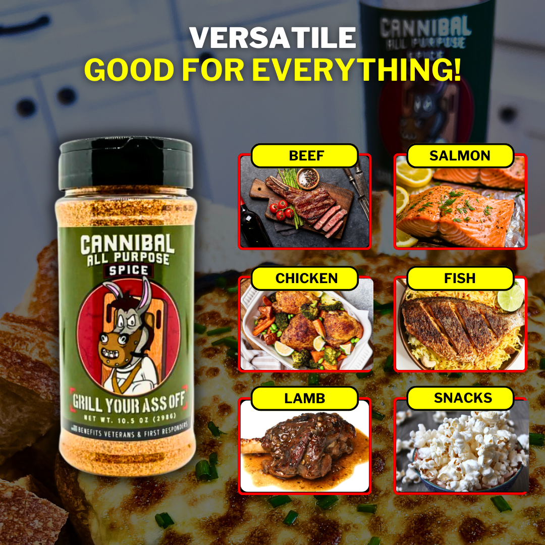 Cannibal All-Purpose Spice – Bold Flavor for Every Meal Grill Your Ass Off - Spices, Rubs, Seasonings, Sauces, Jerky