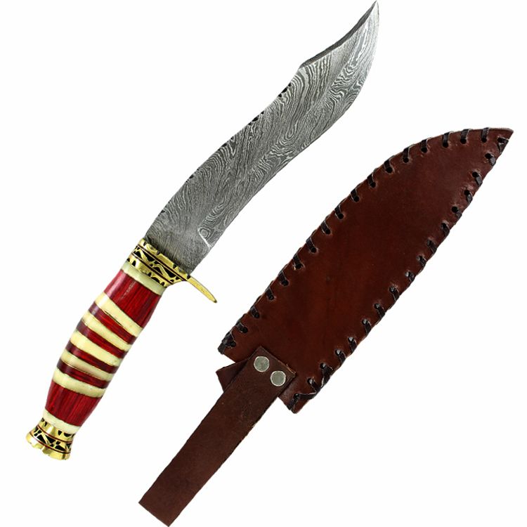 13" Damascus Steel Fixed Blade Hunting Knife