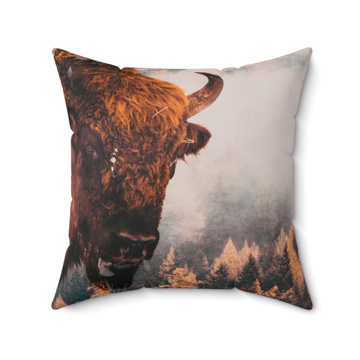 Double exposure Buffalo  Square Pillow