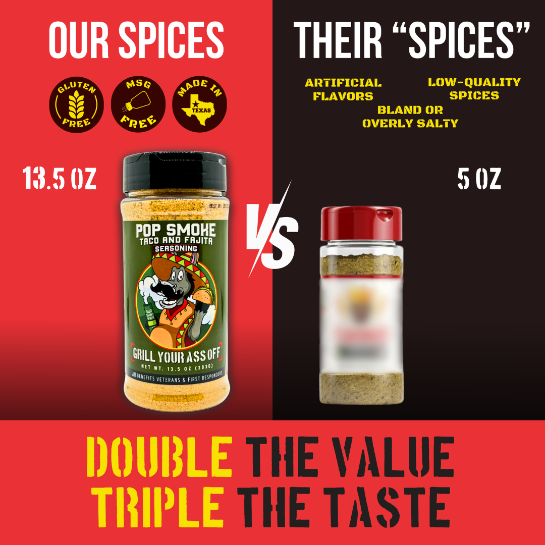 Pop Smoke Taco & Fajita Seasoning – Bold Tex-Mex Flavor Grill Your Ass Off - Spices, Rubs, Seasonings, Sauces, Jerky