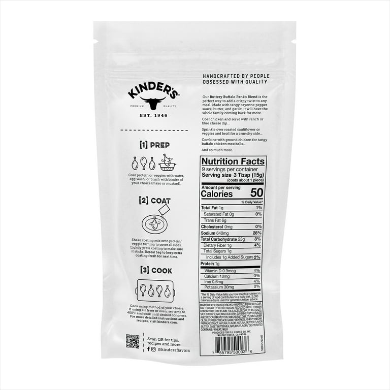 Kinder's Buttery Buffalo Seasoned Panko Bread Crumb Coating, 5 oz SlobsRus BBQ