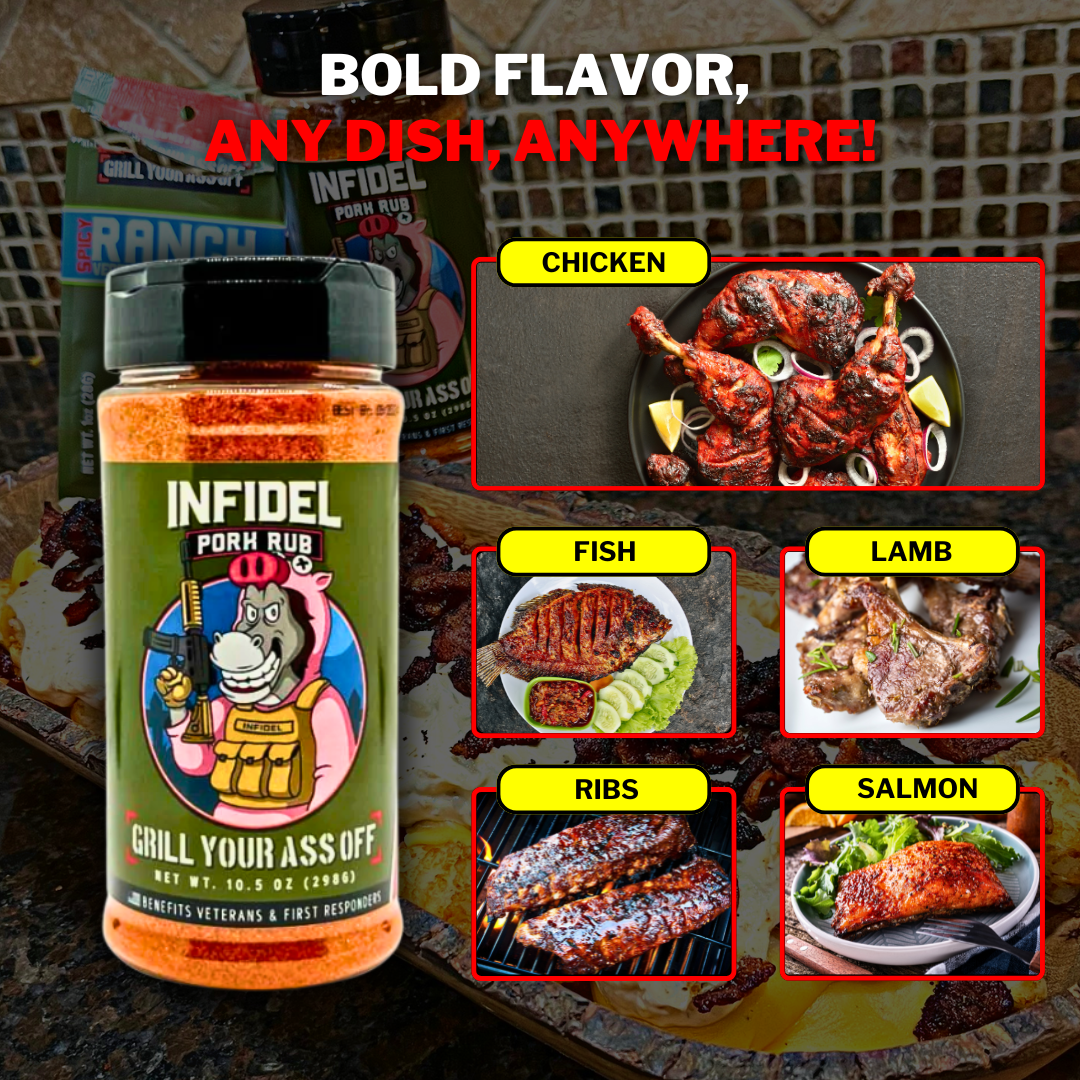 Infidel Pork Rub™ – Bold Flavor for Unforgettable BBQ Grill Your Ass Off - Spices, Rubs, Seasonings, Sauces, Jerky