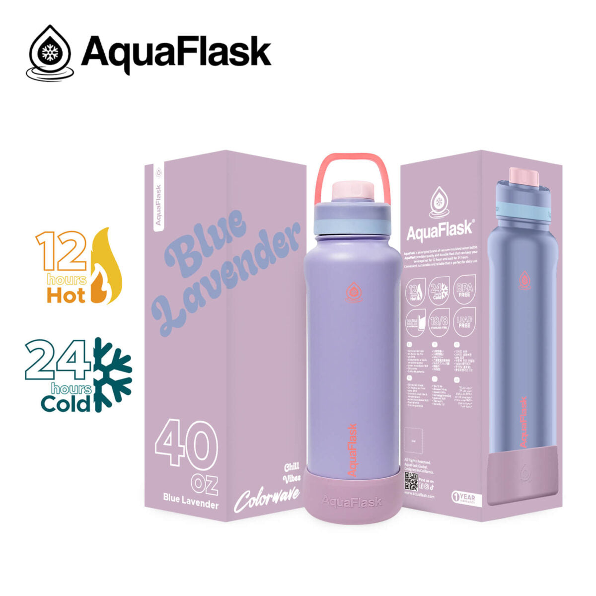 AquaFlask Colorwave 40oz Tumbler – Double Wall Stainless Steel, Keeps Drinks Hot & Cold, Leak-Proof aquaflaskcanada