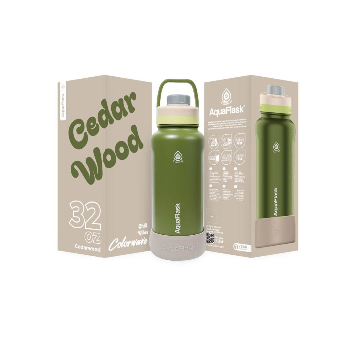 Aqua Flask Colorwave 32oz – Stainless Steel, Vacuum Insulated, Hot & Cold, Leak Proof, Travel & Office Bottle aquaflaskcanada