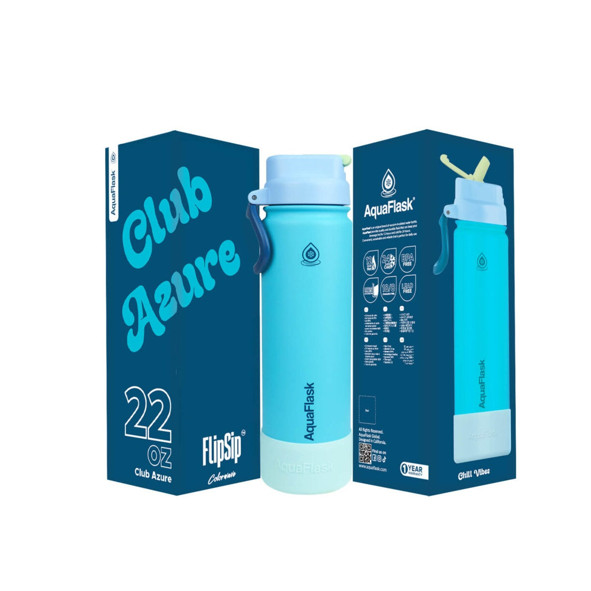 AquaFlask (22oz) Colorwave Flip Sip Insulated Water Bottle Double Wall Stainless Steel Hot & Cold aquaflaskcanada