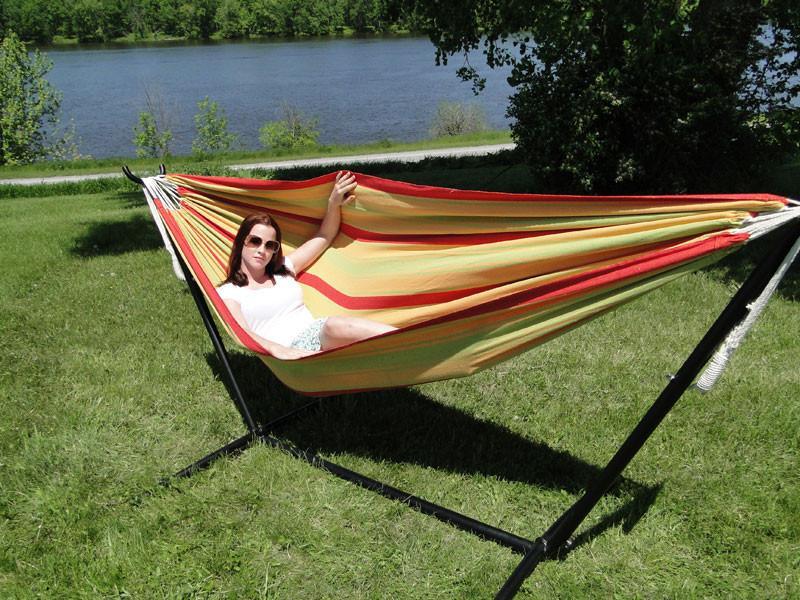 Deluxe Brazilian Double Hammock with Universal Stand Hammock Universe Canada