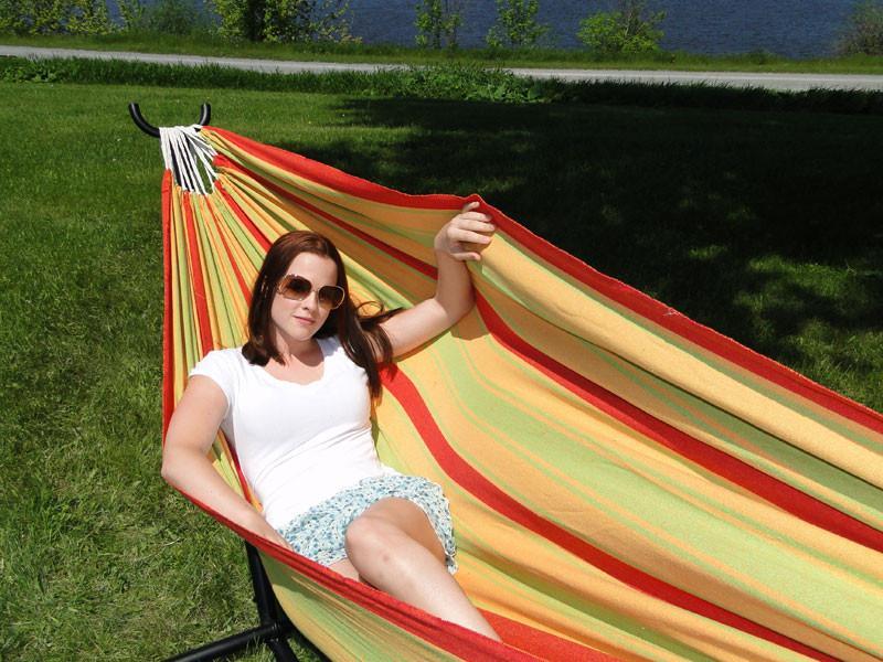 Deluxe Brazilian Double Hammock with Universal Stand Hammock Universe Canada