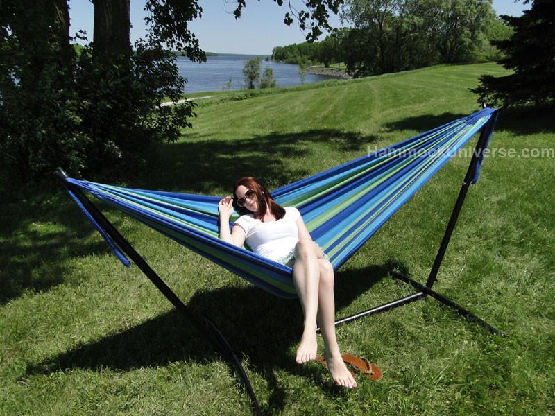 Deluxe Brazilian Double Hammock with Universal Stand Hammock Universe Canada