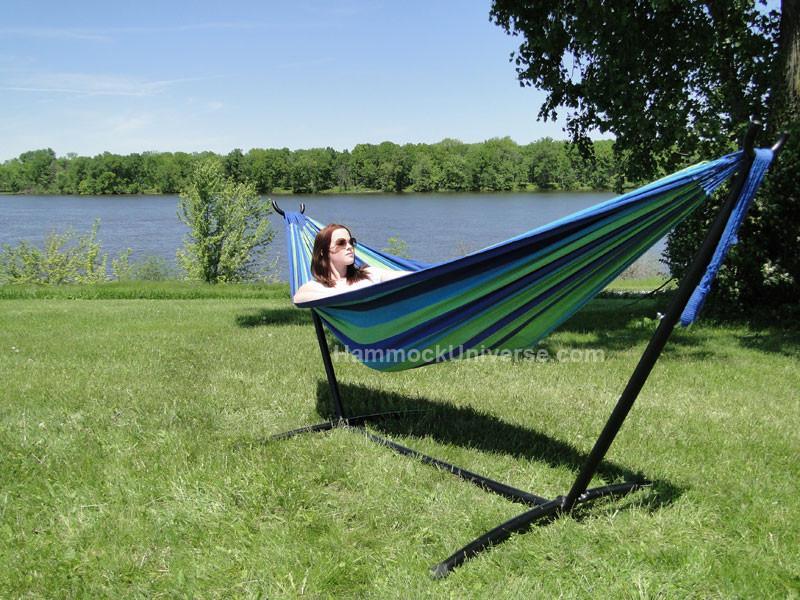 Deluxe Brazilian Double Hammock with Universal Stand Hammock Universe Canada