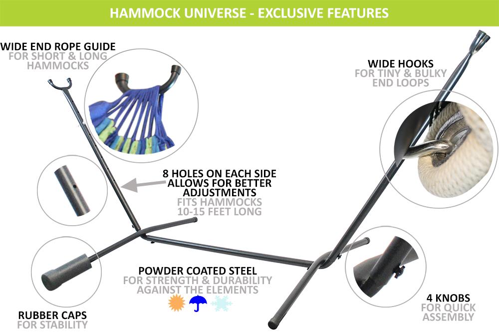 Double Mayan Hammock with Universal Stand Hammock Universe Canada