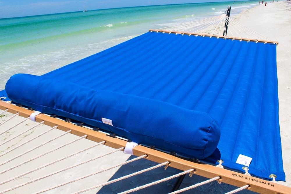 Olefin Double Quilted Hammock with Matching Pillow with 3-Beam Stand Hammock Universe Canada