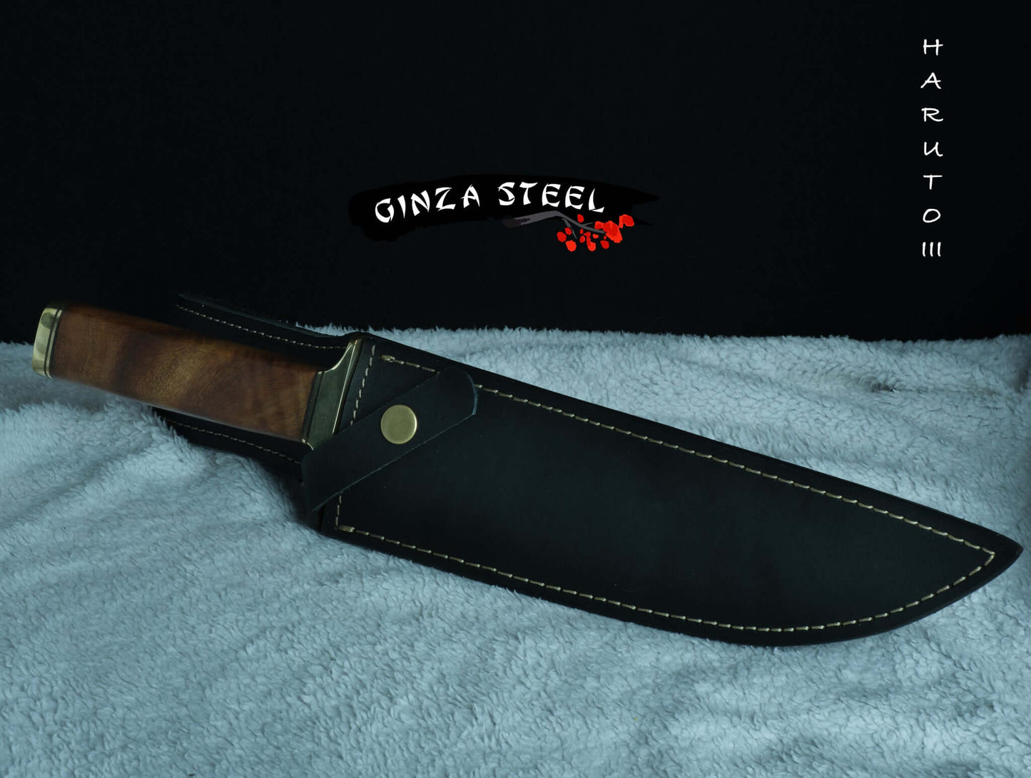 Haruto-III Bowie Knife 9 inch with Original leather sheath Ginza Steel