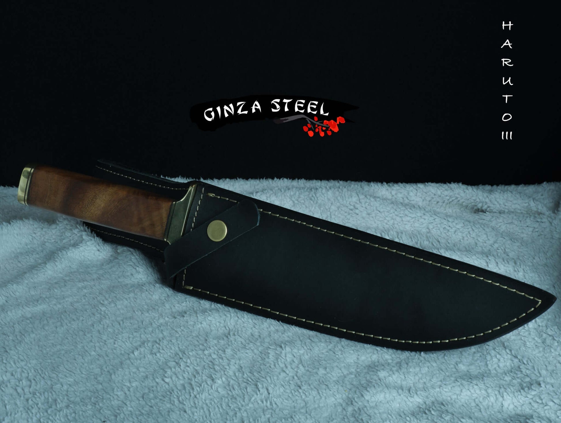 Haruto-III Bowie Knife 9 inch with Original leather sheath Ginza Steel