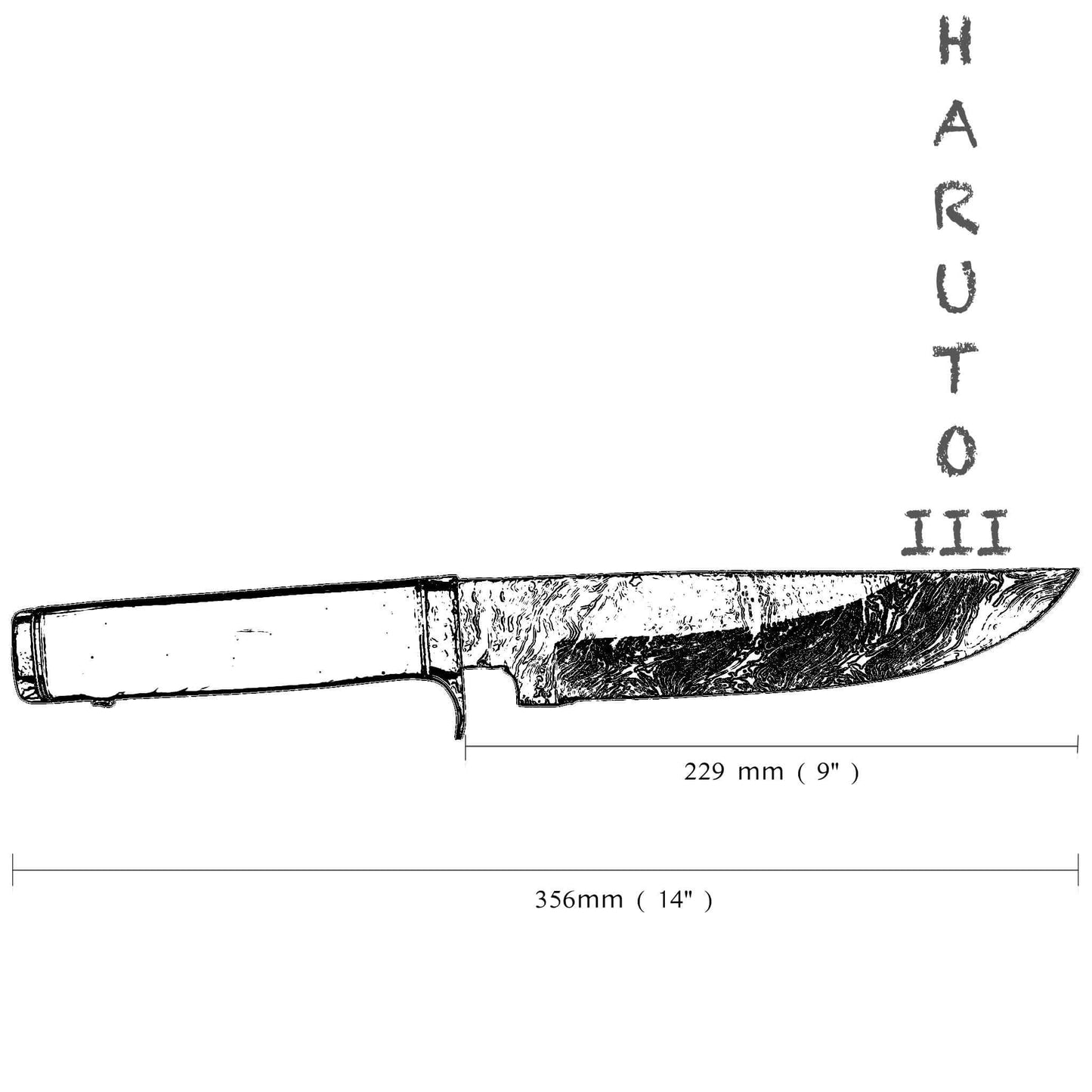 Haruto-III Bowie Knife 9 inch with Original leather sheath Ginza Steel