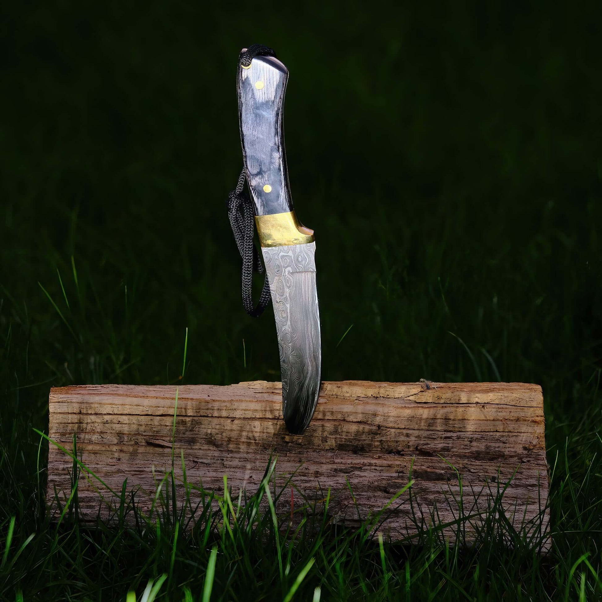Hatif Hunter Special - Damascus Steel Skinner Knife 5 inch with Leather Sheath Ginza Steel