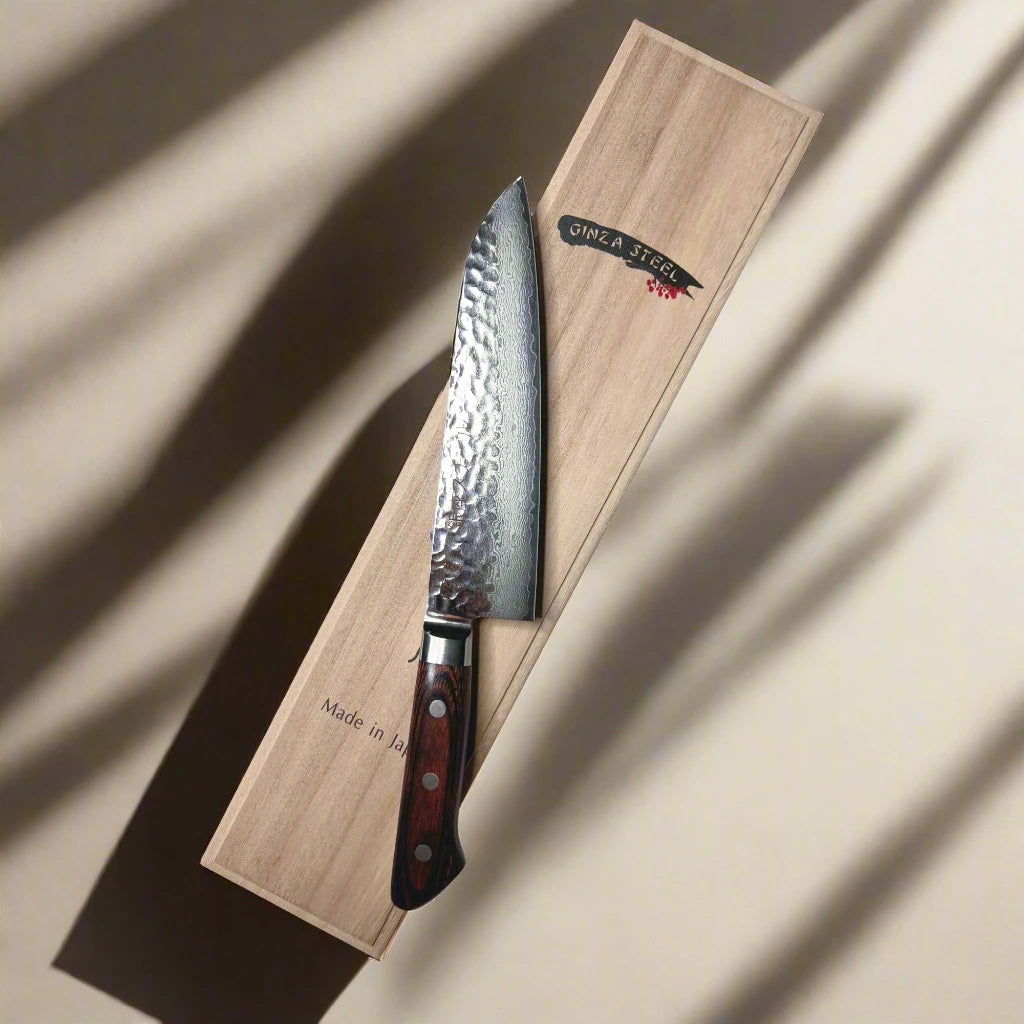 KASUMI 180- Damascus VG10 Santoku Knife 180mm-MB Ginza Steel