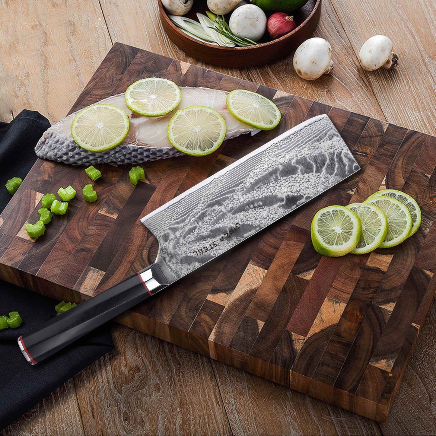 KATANA FIVE | Essential 5 pcs Knife set | 4 Knives with Magnetic Wood Block Ginza Steel