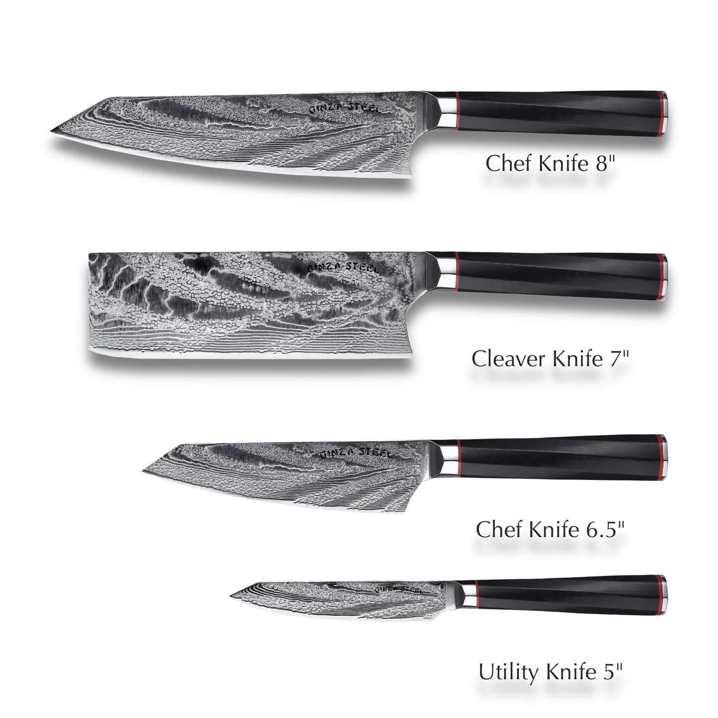 KATANA FIVE | Essential 5 pcs Knife set | 4 Knives with Magnetic Wood Block Ginza Steel