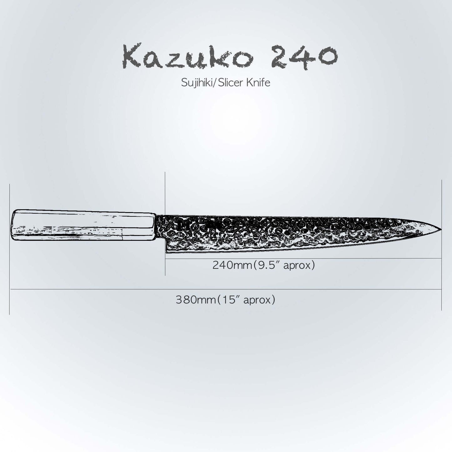 KAZUKO 240 - Sujihiki/Slicer 240mm Blade Ginza Steel