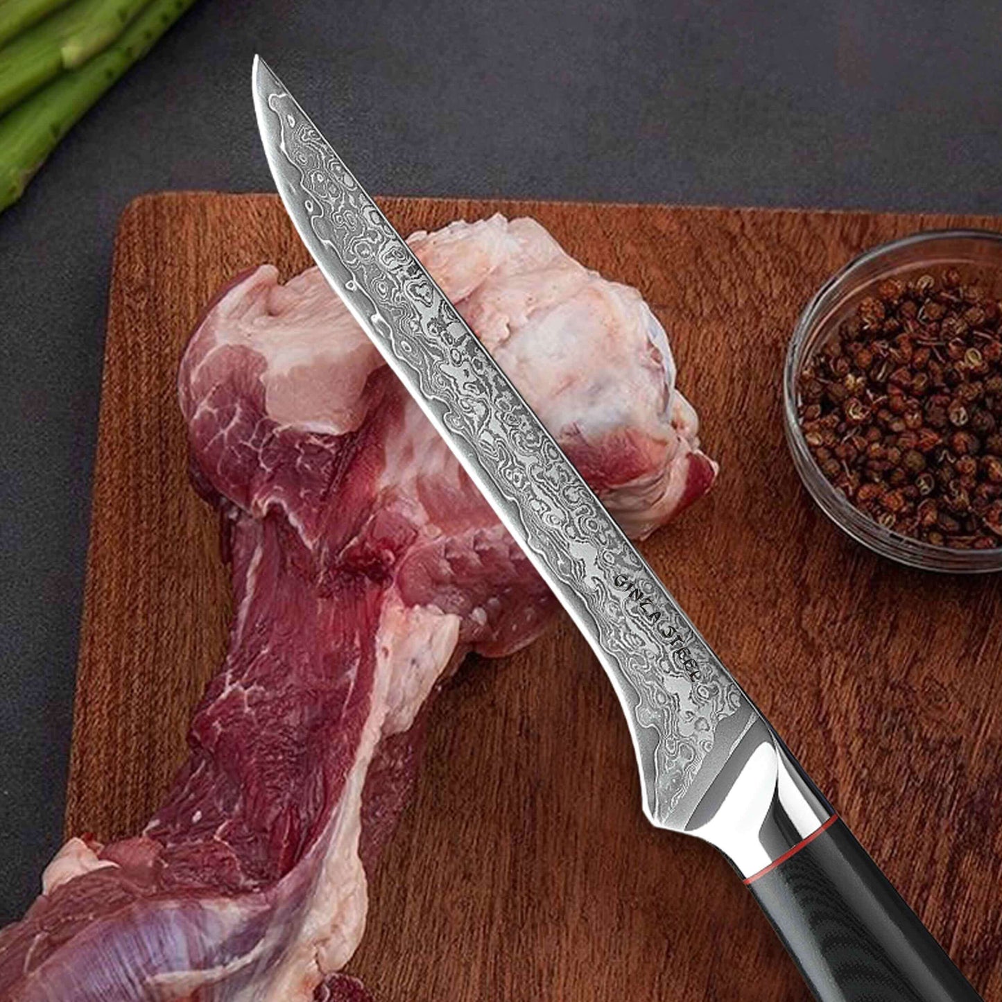 HAGAKURE 14 | Boning Knife 5.5" Damascus AUS 10 Steel Ginza Steel