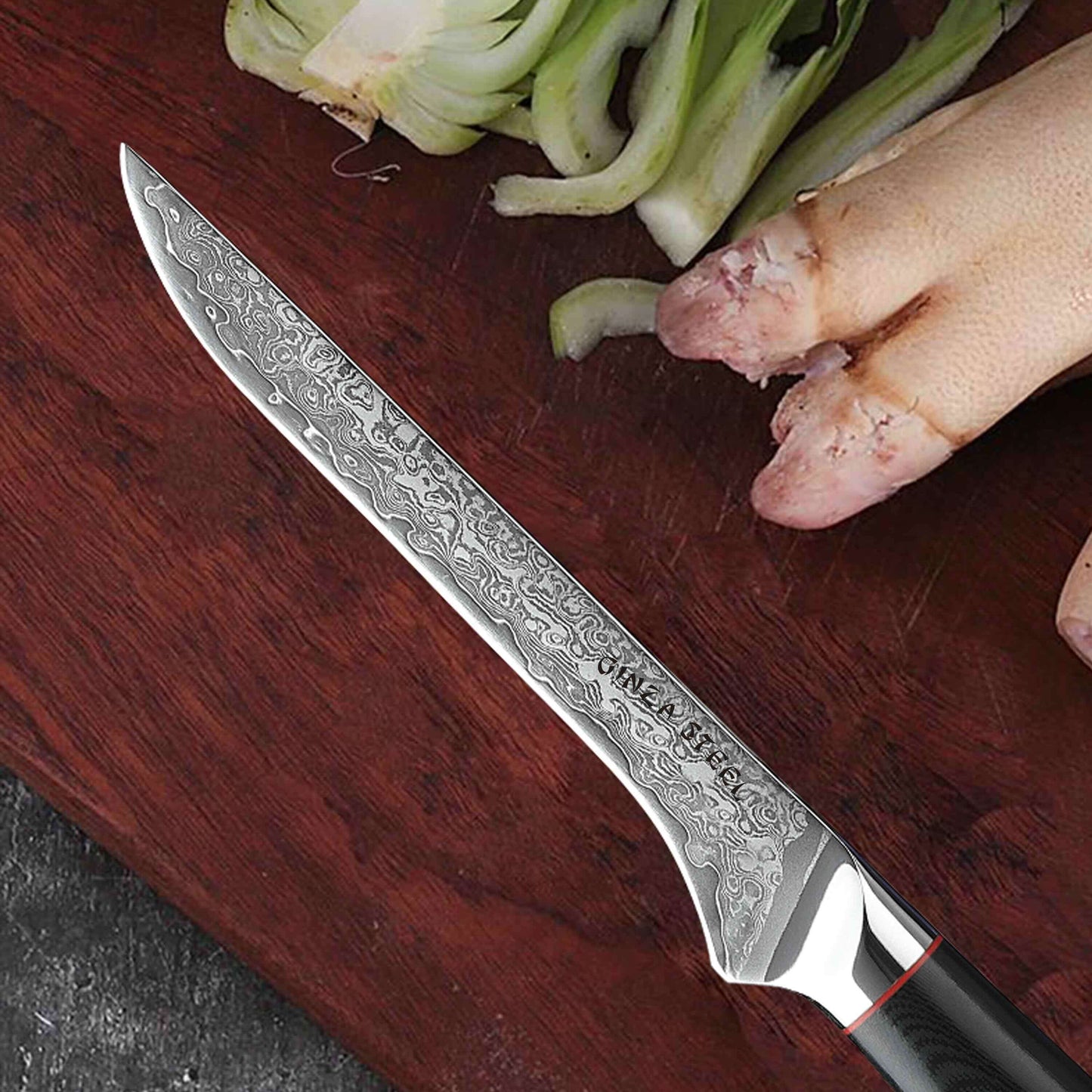 HAGAKURE 14 | Boning Knife 5.5" Damascus AUS 10 Steel Ginza Steel