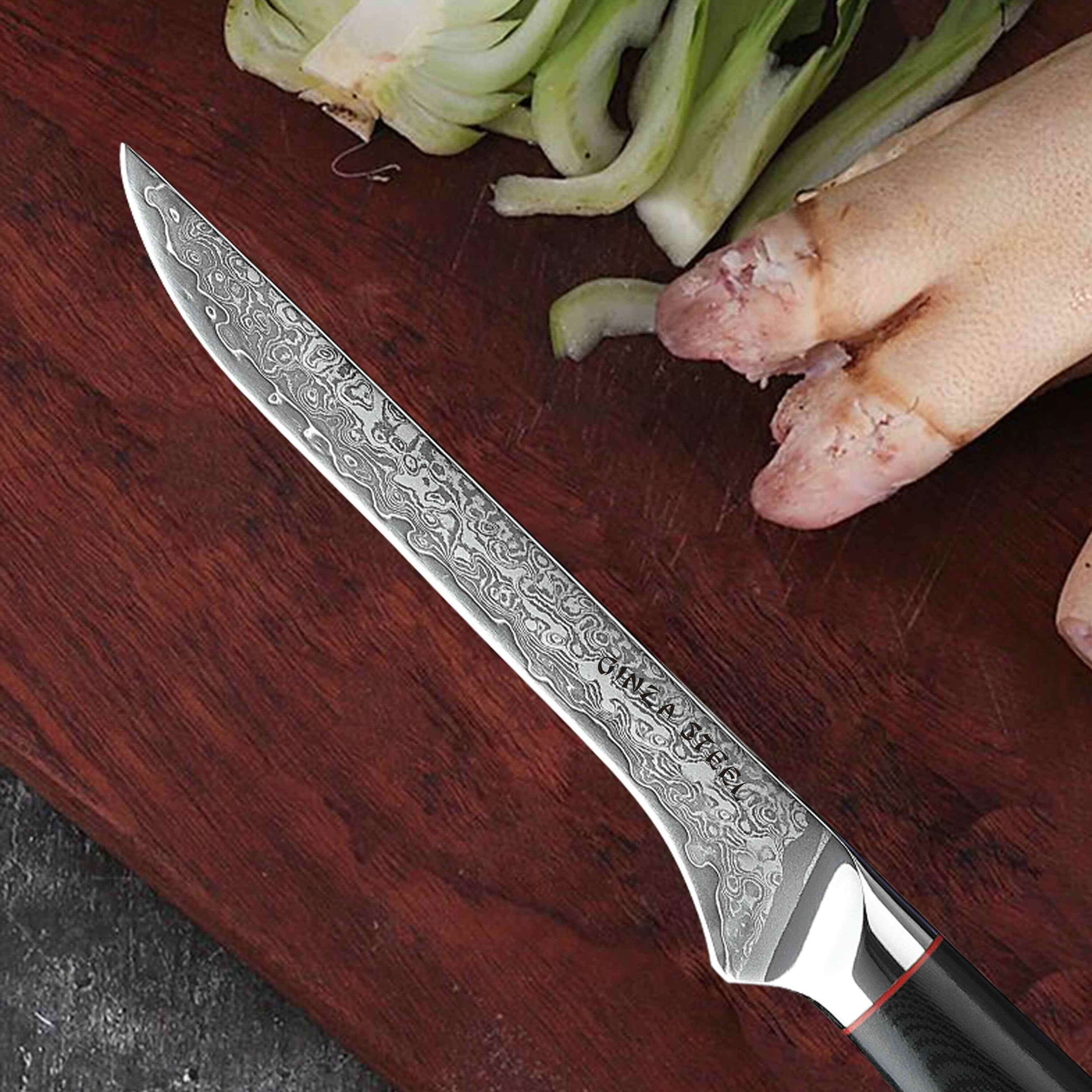 HAGAKURE 14 | Boning Knife 5.5" Damascus AUS 10 Steel Ginza Steel