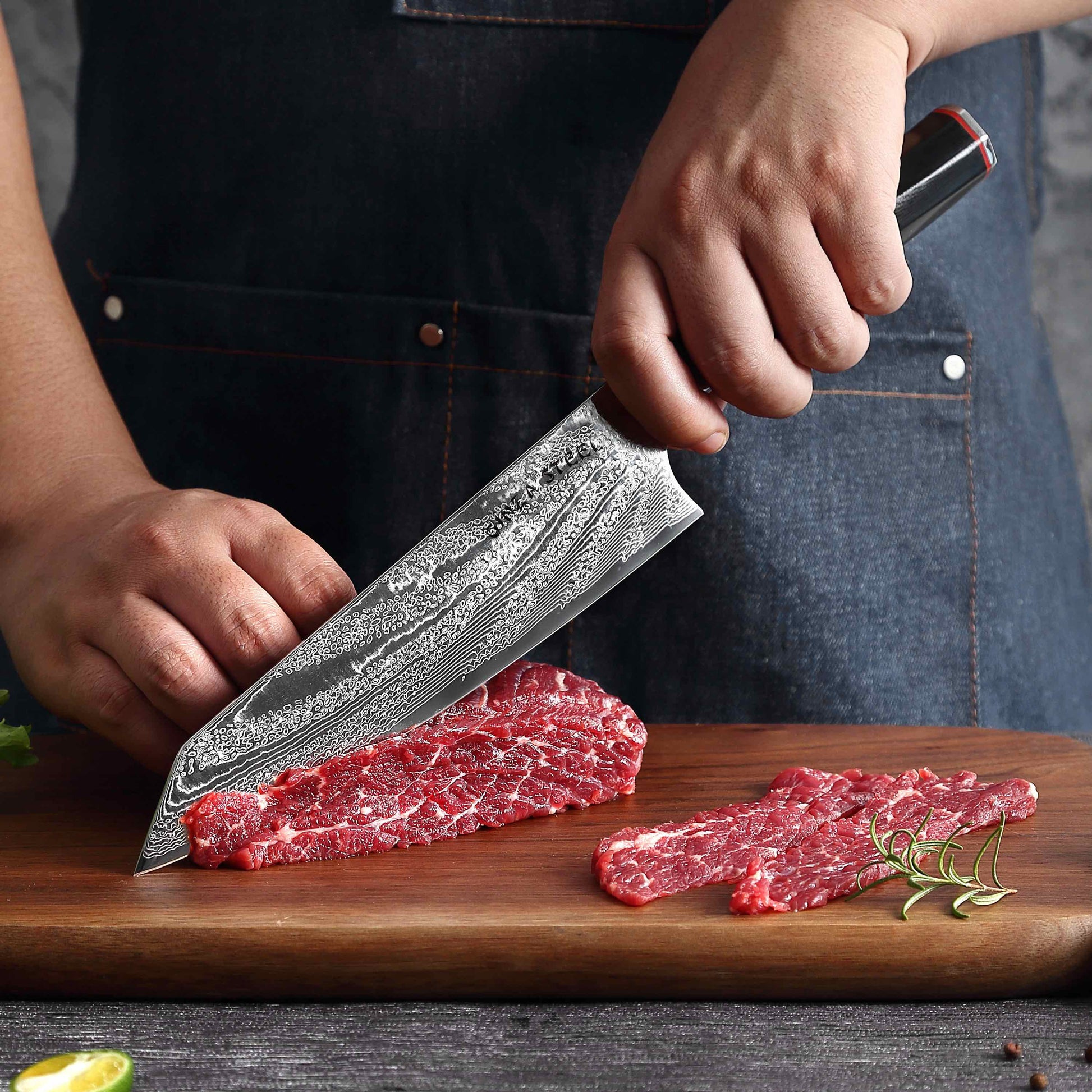 KATANA FIVE | Essential 5 pcs Knife set | 4 Knives with Magnetic Wood Block Ginza Steel